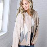 Alba Argyle Knit Cardigan - Sand Multi