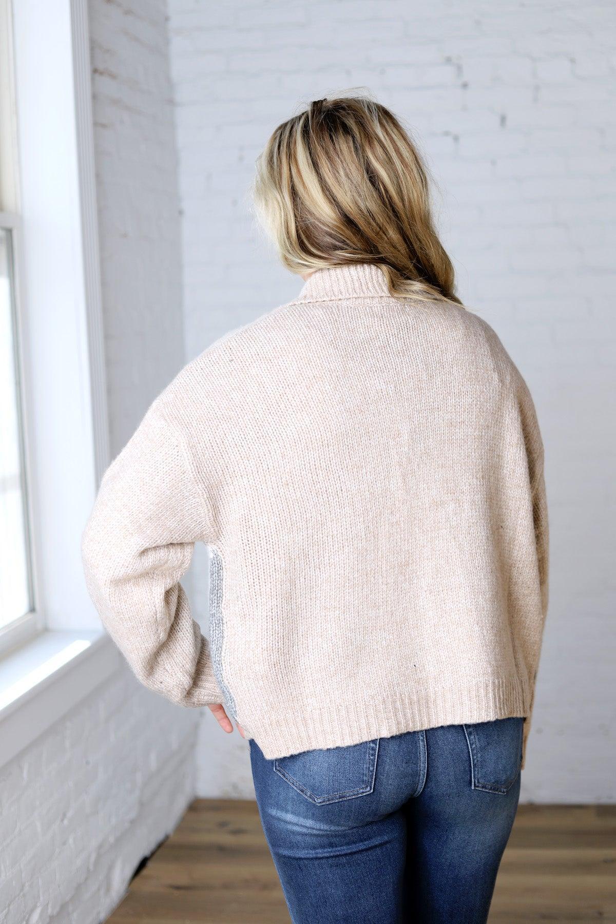 Alba Argyle Knit Cardigan - Sand Multi
