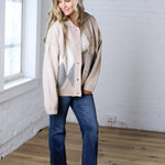 Alba Argyle Knit Cardigan - Sand Multi