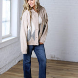 Alba Argyle Knit Cardigan - Sand Multi