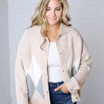 Alba Argyle Knit Cardigan - Sand Multi