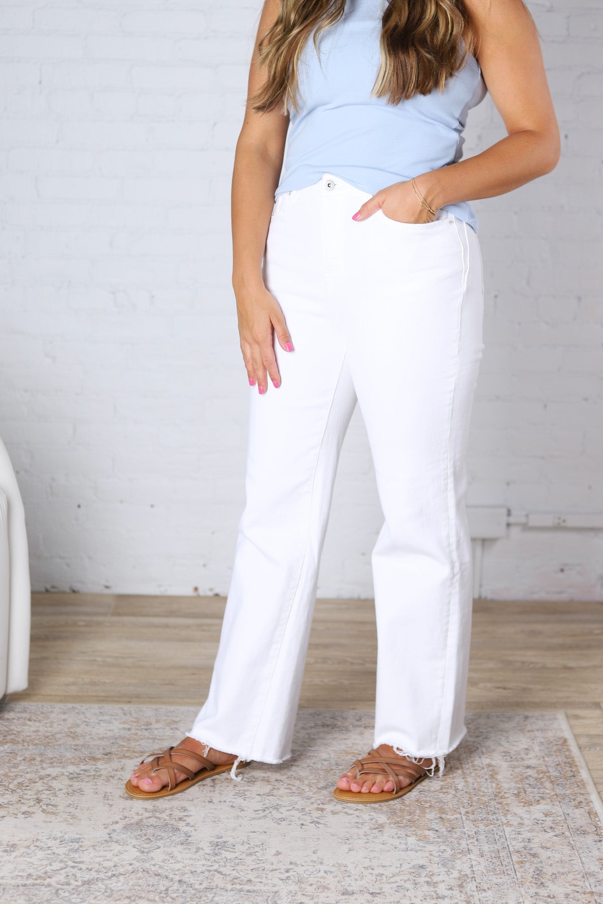 Alessandra High Rise Wide Leg Raw Hem Denim - Alabaster
