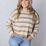 Alix Striped Knit Sweater - Mocha