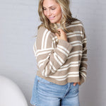 Alix Striped Knit Sweater - Mocha