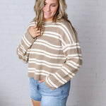Alix Striped Knit Sweater - Mocha
