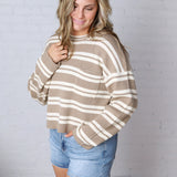 Alix Striped Knit Sweater - Mocha