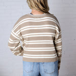 Alix Striped Knit Sweater - Mocha
