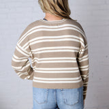 Alix Striped Knit Sweater - Mocha