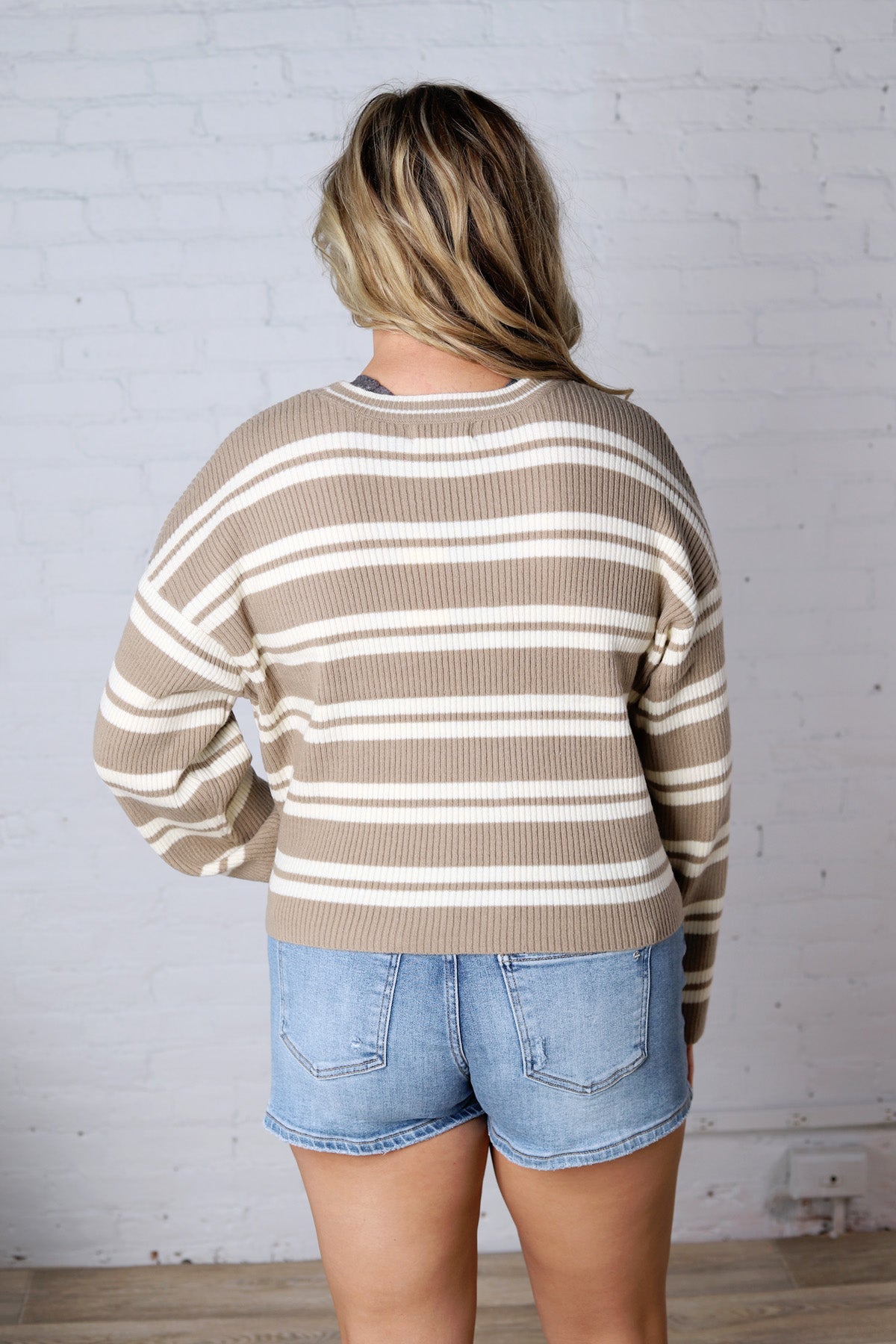 Alix Striped Knit Sweater - Mocha