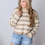 Alix Striped Knit Sweater - Mocha