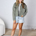 All Day Cropped Knit Jacket by Z Supply - Hunter Green