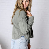 All Day Cropped Knit Jacket by Z Supply - Hunter Green
