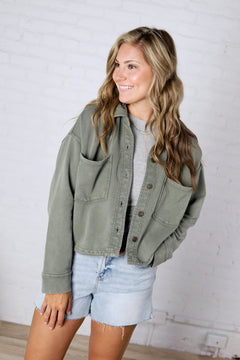 All Day Cropped Knit Jacket by Z Supply - Hunter Green