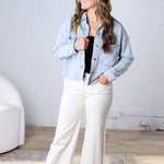 All Day Cropped Knit Jacket by Z Supply - Washed Indigo