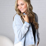 All Day Cropped Knit Jacket by Z Supply - Washed Indigo
