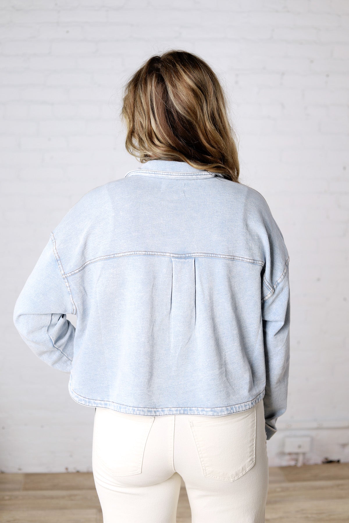 All Day Cropped Knit Jacket by Z Supply - Washed Indigo