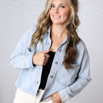 All Day Cropped Knit Jacket by Z Supply - Washed Indigo