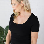 Allie Square Neck Ribbed Top - Black - FINAL SALE