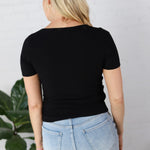 Allie Square Neck Ribbed Top - Black - FINAL SALE