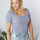 Allie Square Neck Ribbed Top - Dusty Periwinkle - FINAL SALE