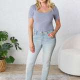 Allie Square Neck Ribbed Top - Dusty Periwinkle - FINAL SALE