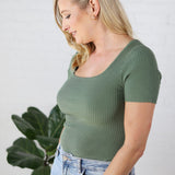 Allie Square Neck Ribbed Top - Ivy