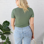 Allie Square Neck Ribbed Top - Ivy