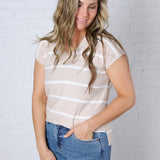 Alma Striped Everyday Sweater - Oatmeal