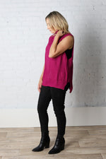 Alora Fuscia Turtleneck Oversized Sweater Vest