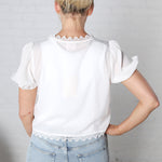 Alora Tie Front Floral Lace Top - Off White