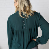 Althea Mock Neck Back Button Down Blouse