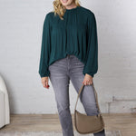 Althea Mock Neck Back Button Down Blouse - FINAL SALE