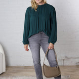 Althea Mock Neck Back Button Down Blouse - FINAL SALE