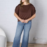 Alyne Boatneck Shirring Top - Brown