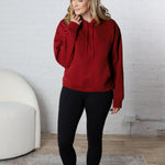 Amarie Drop Shoulder Hoodie - Red Velvet