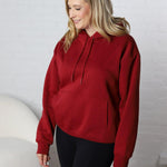 Amarie Drop Shoulder Hoodie - Red Velvet