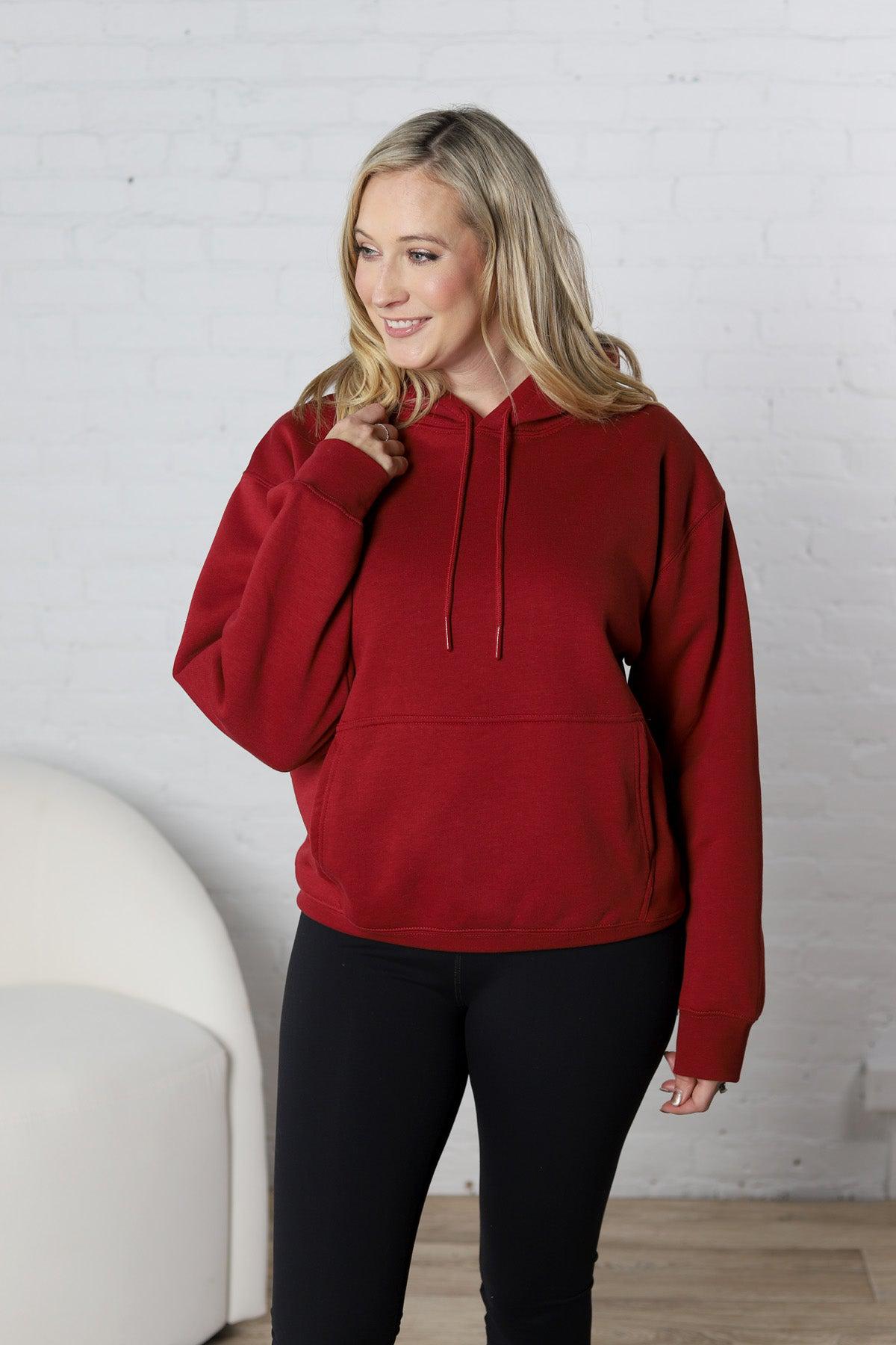 Amarie Drop Shoulder Hoodie - Red Velvet