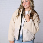 Ambria Reversible Sherpa Puffer Jacket - Olive