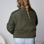 Ambria Reversible Sherpa Puffer Jacket - Olive FINAL SALE