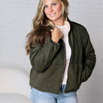 Ambria Reversible Sherpa Puffer Jacket - Olive FINAL SALE