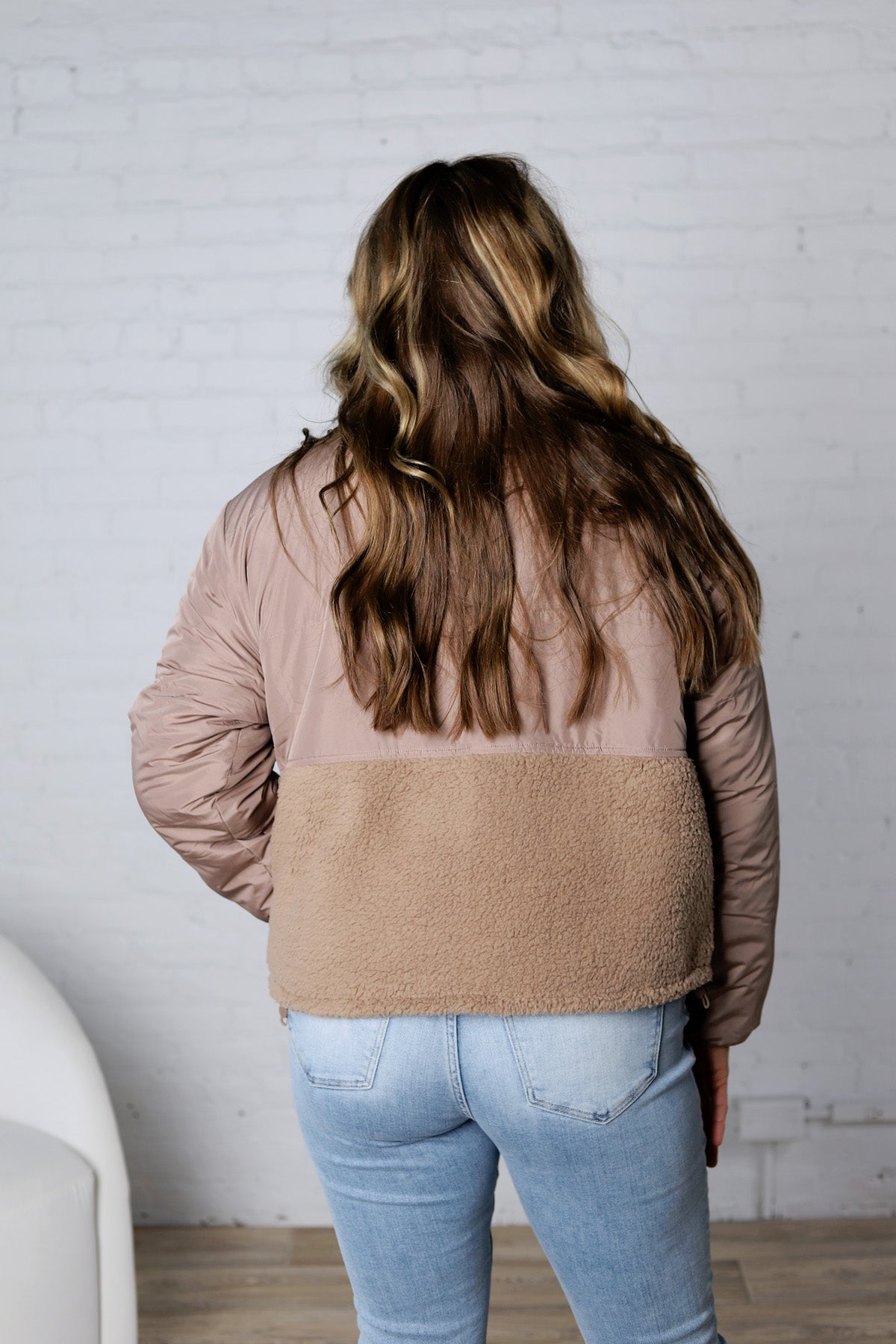 Ambria Reversible Sherpa Puffer Jacket - Taupe FINAL SALE