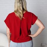 Ambria Short Sleeve Round Neck Top - Currant