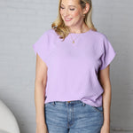Ambria Short Sleeve Round Neck Top - Lavender