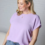 Ambria Short Sleeve Round Neck Top - Lavender
