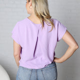 Ambria Short Sleeve Round Neck Top - Lavender