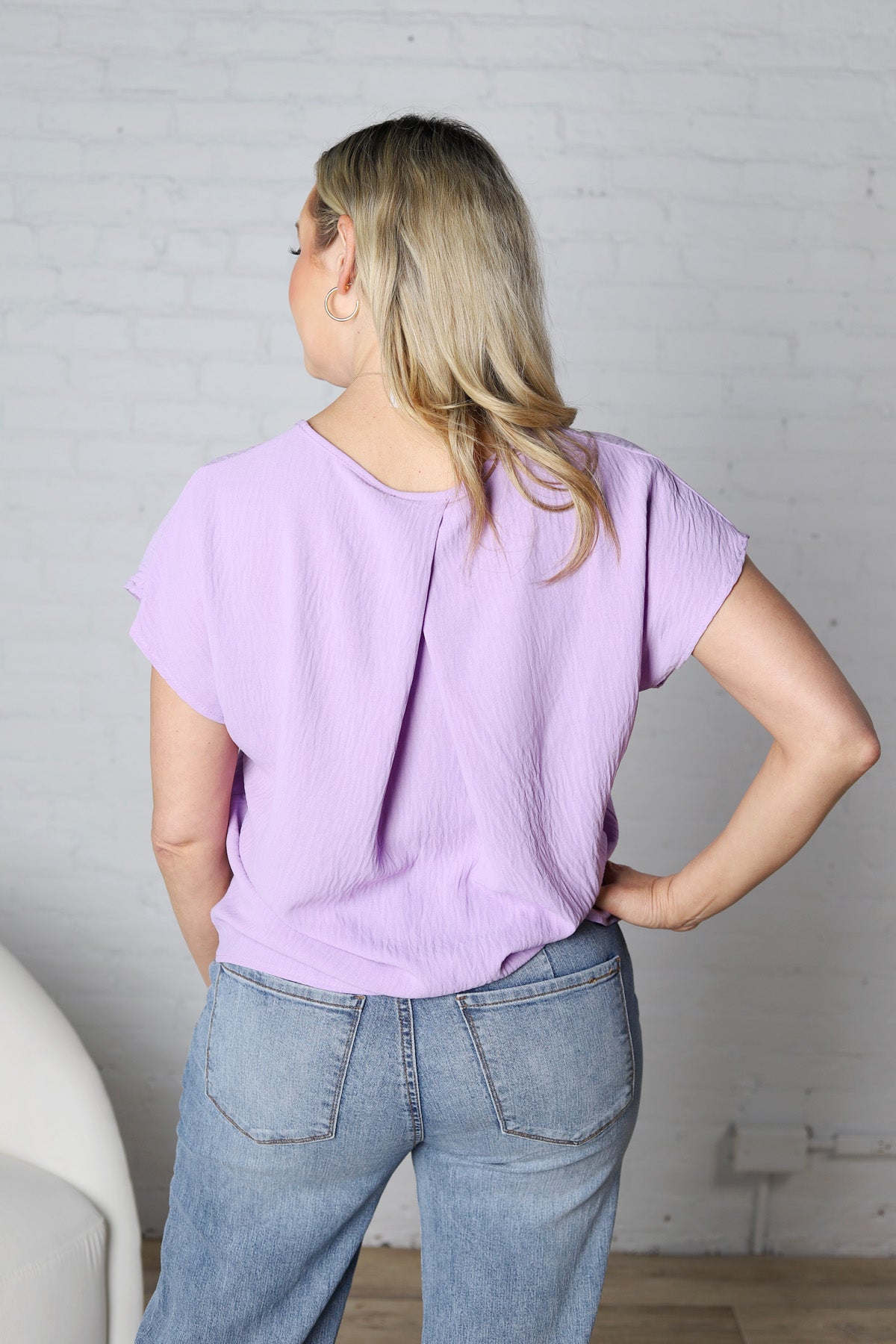 Ambria Short Sleeve Round Neck Top - Lavender