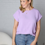 Ambria Short Sleeve Round Neck Top - Lavender