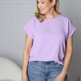 Ambria Short Sleeve Round Neck Top - Lavender