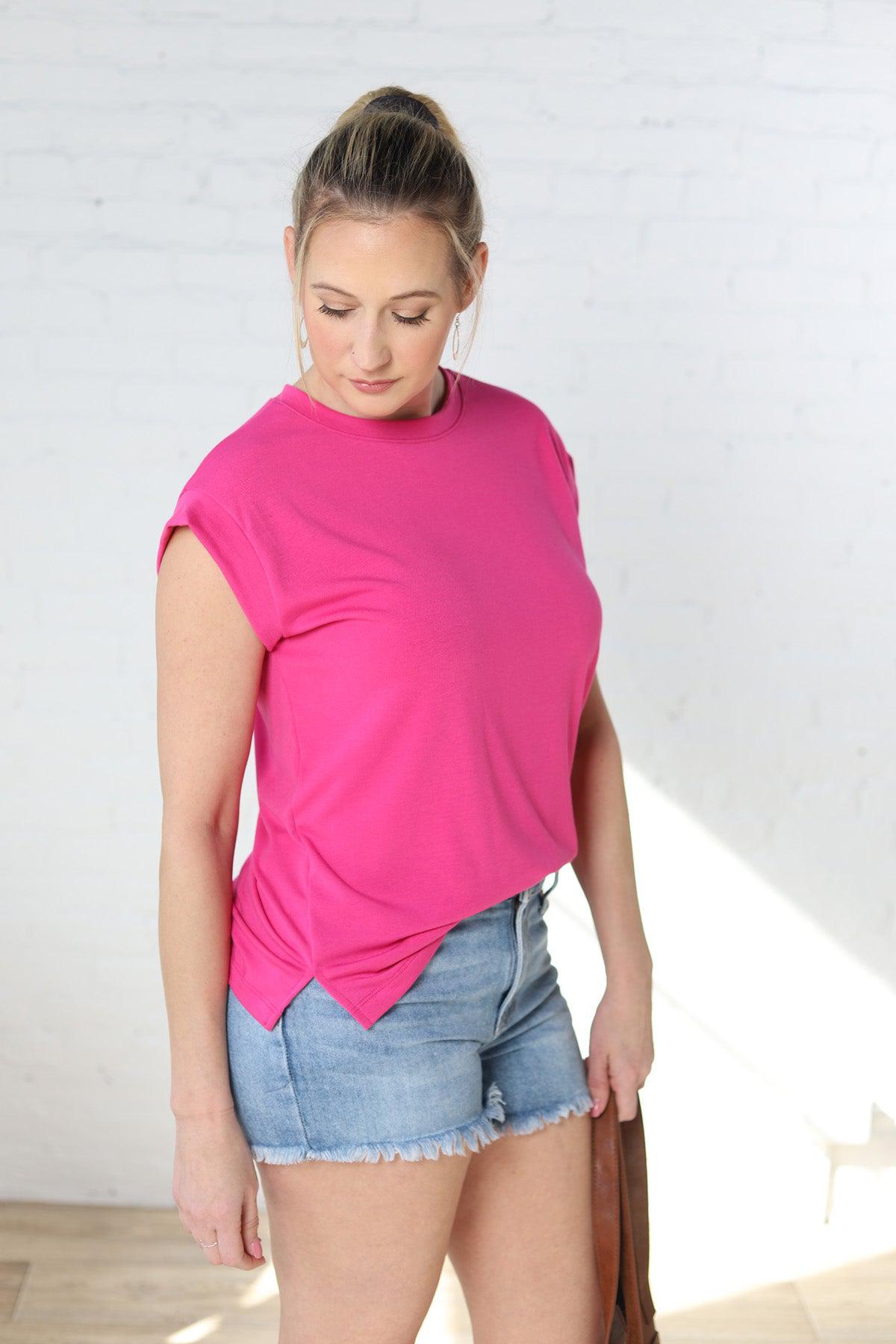 Amelia Short Sleeve Top - Hot Pink