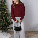 Amelie Cable Knit Sweater - Wine FINAL SALE